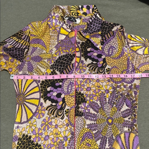 Vintage Loungewear by Danville Purple and Yellow psychedelic Floral Jumpsuit - Picture 9 of 17